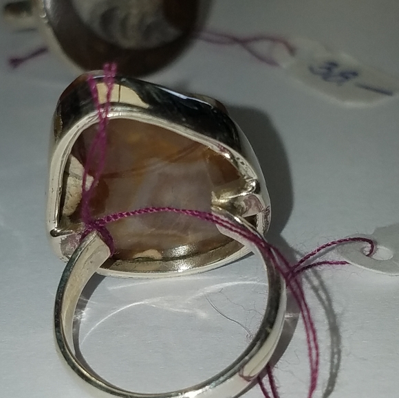 New Sterling Silver Petrified Wood Ring Size 7.5 - Picture 4 of 6